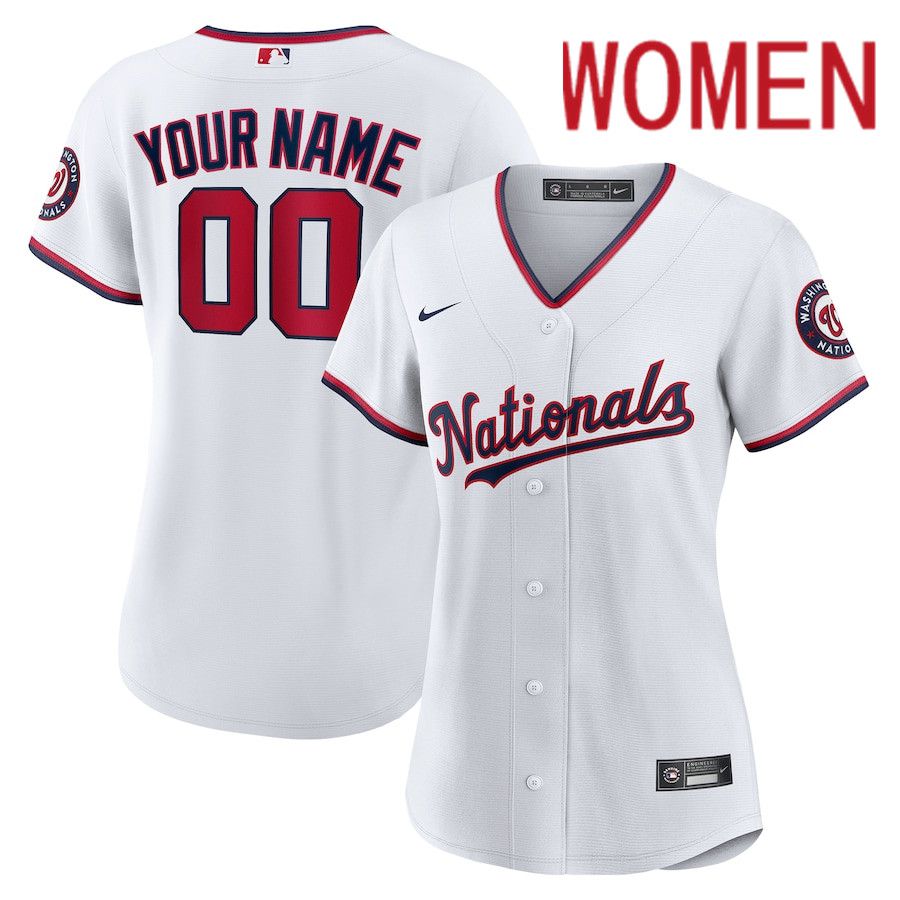 Women Washington Nationals Nike White Replica Custom MLB Jersey